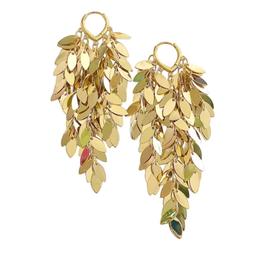 Anthro NEW Gold Zola Tassel Hoop Earrings